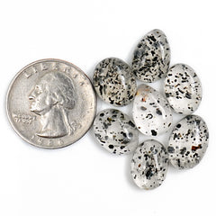 Black Dot Rutile Smooth Cabochons | Freeform Gems with Natural Inclusions For Jewelry Making - 7 pieces