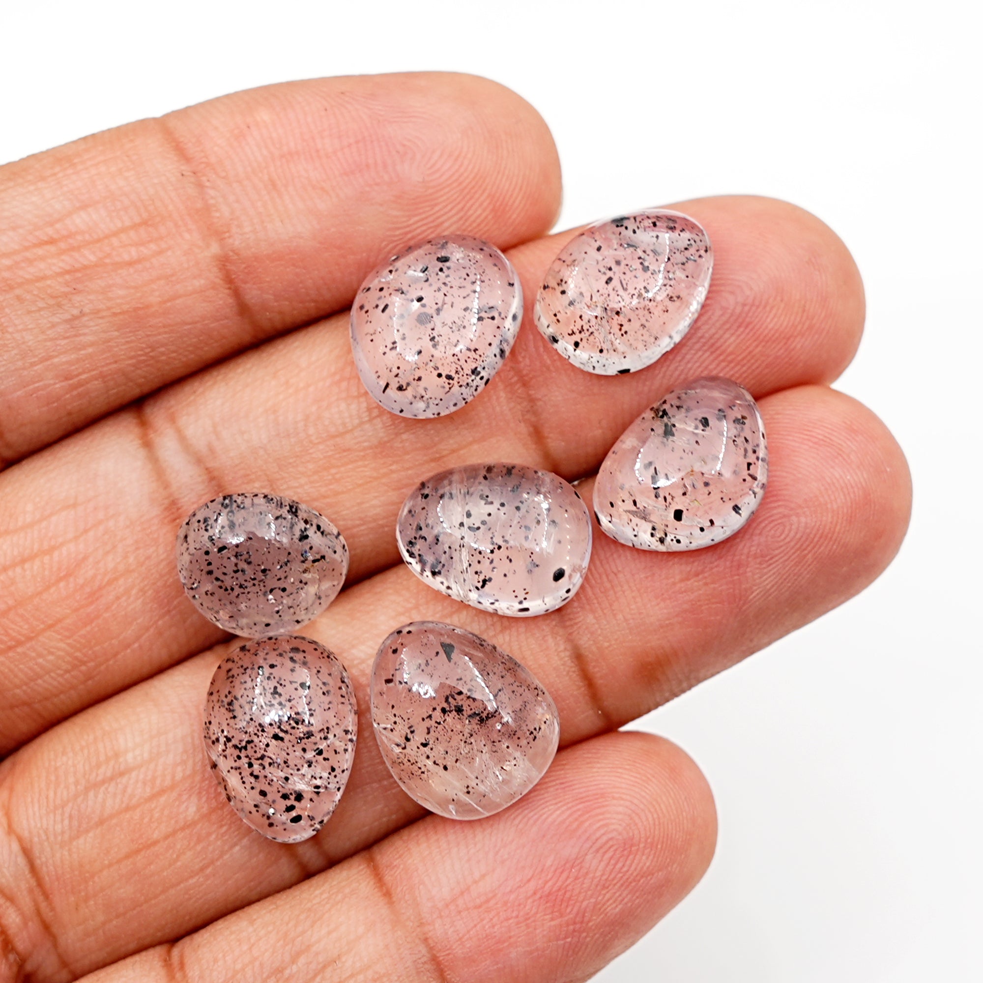 Pink Quartz Smooth Cabochons | Soft Blush Freeform Crystals for Jewelry