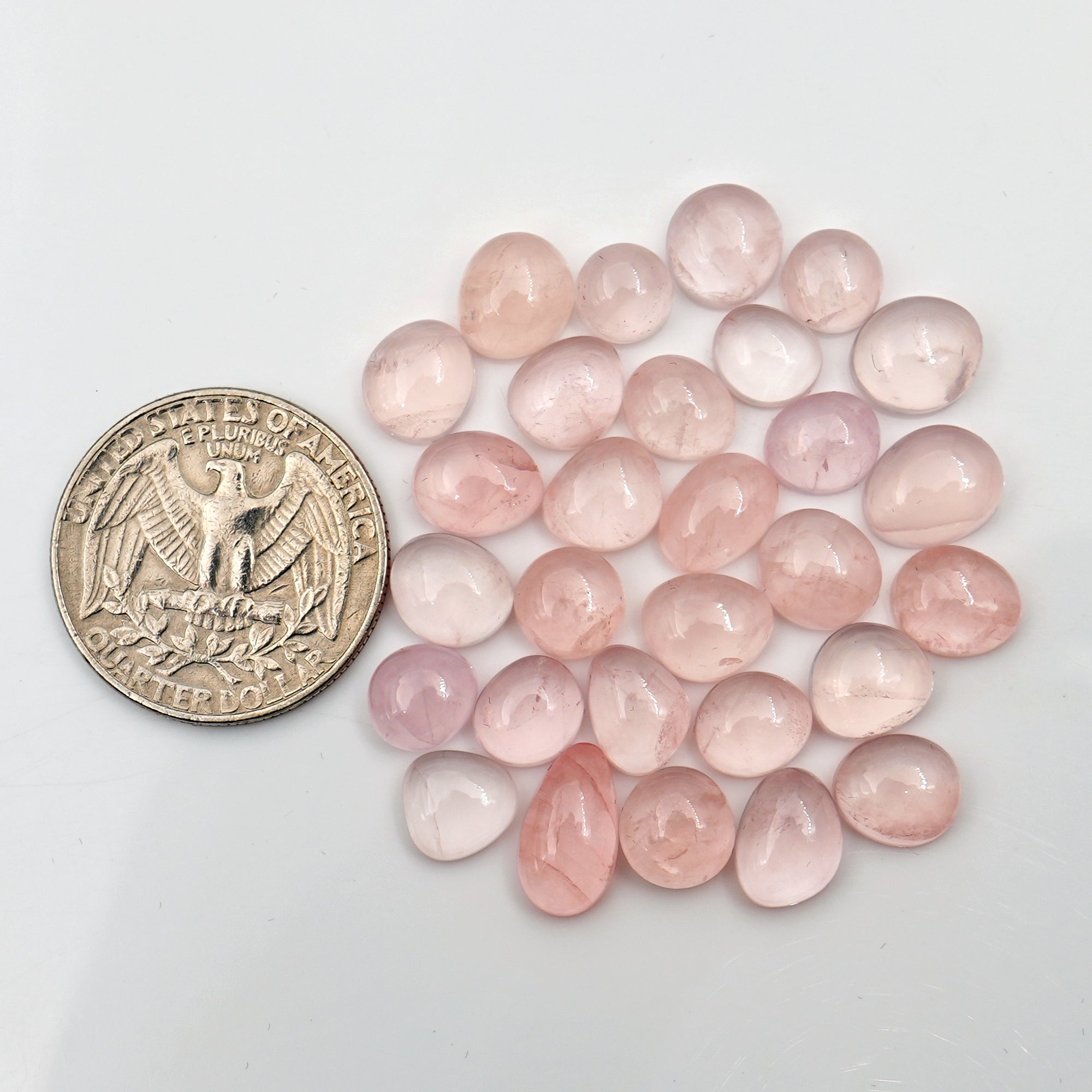 Rose Quartz Freeform Cabochon |Pink Crystal Gemstones for Jewelry Making - 29 Pices
