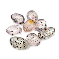 Pink Dot Rutile Smooth Cabochons | Rare Freeform Gems with Natural Inclusions - 8 pieces