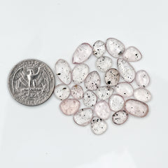 Pink Dot Rutile Rosecut Cabochons | Rare Mix Gems with Natural Inclusions - 24 pieces