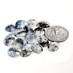 Dendritic Agate Rose Cut Cabochons | Natural Flatback Loose Gemstones For Jewelry Making - 15 Pieces
