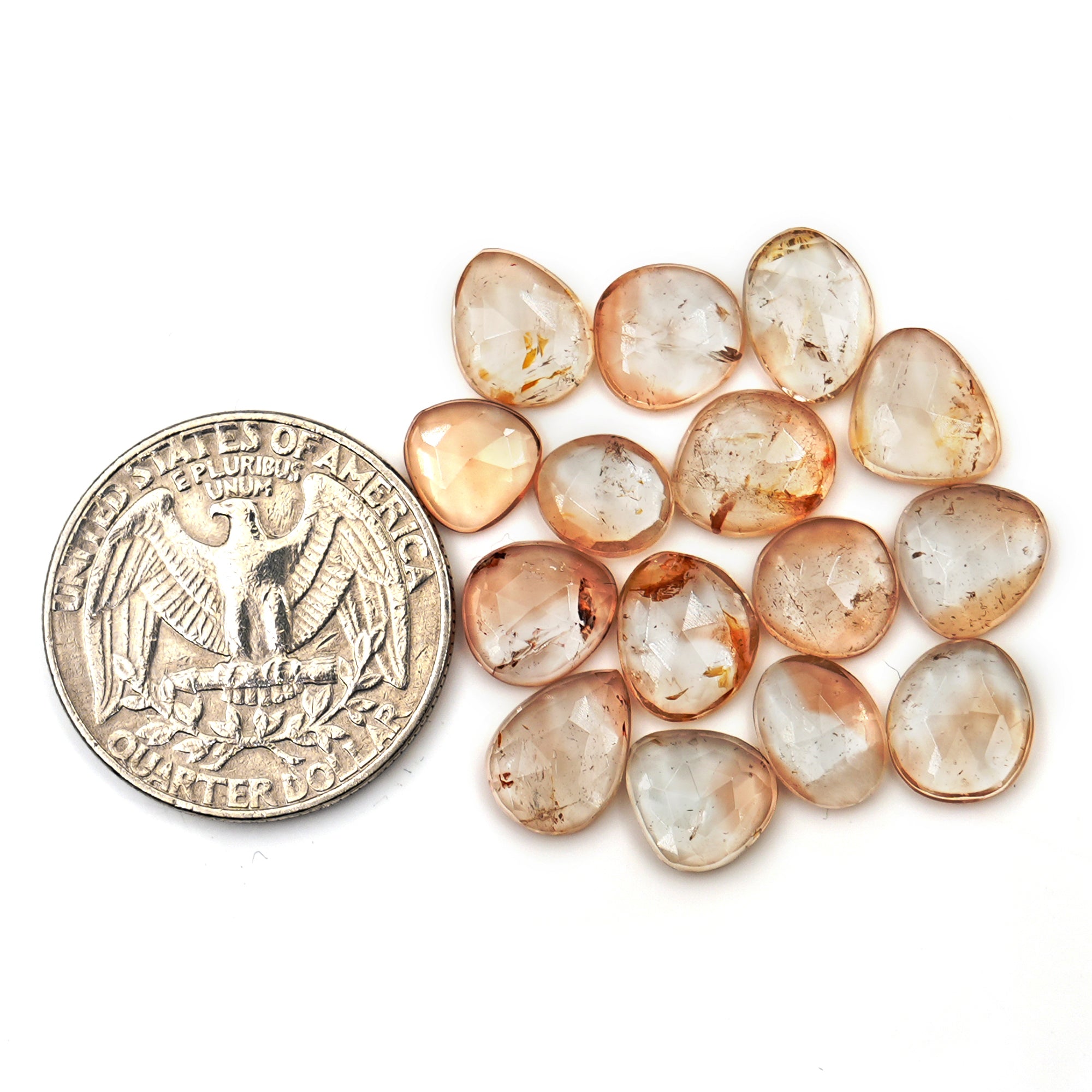 Imperial Topaz Rosecut Lot | Golden-Hued Freeform Gemstone For Jewelry - 15 Pieces