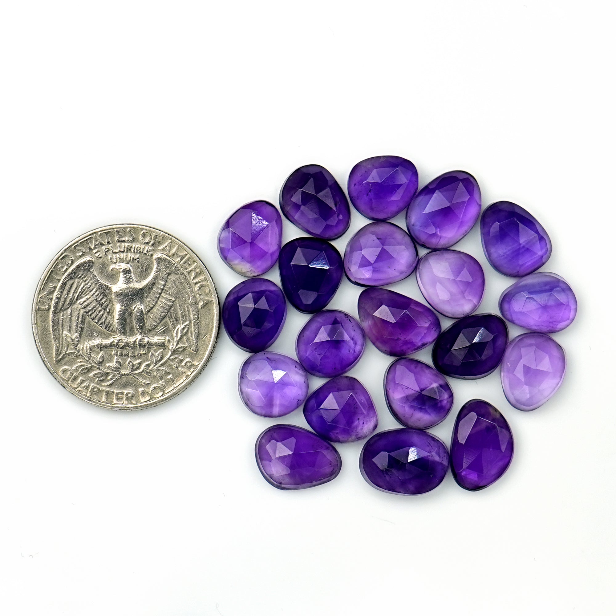 Amethyst Rose Cut Cabochon | Freeform Natural Purple Gemstone for Jewelry Making - 20 Pieces