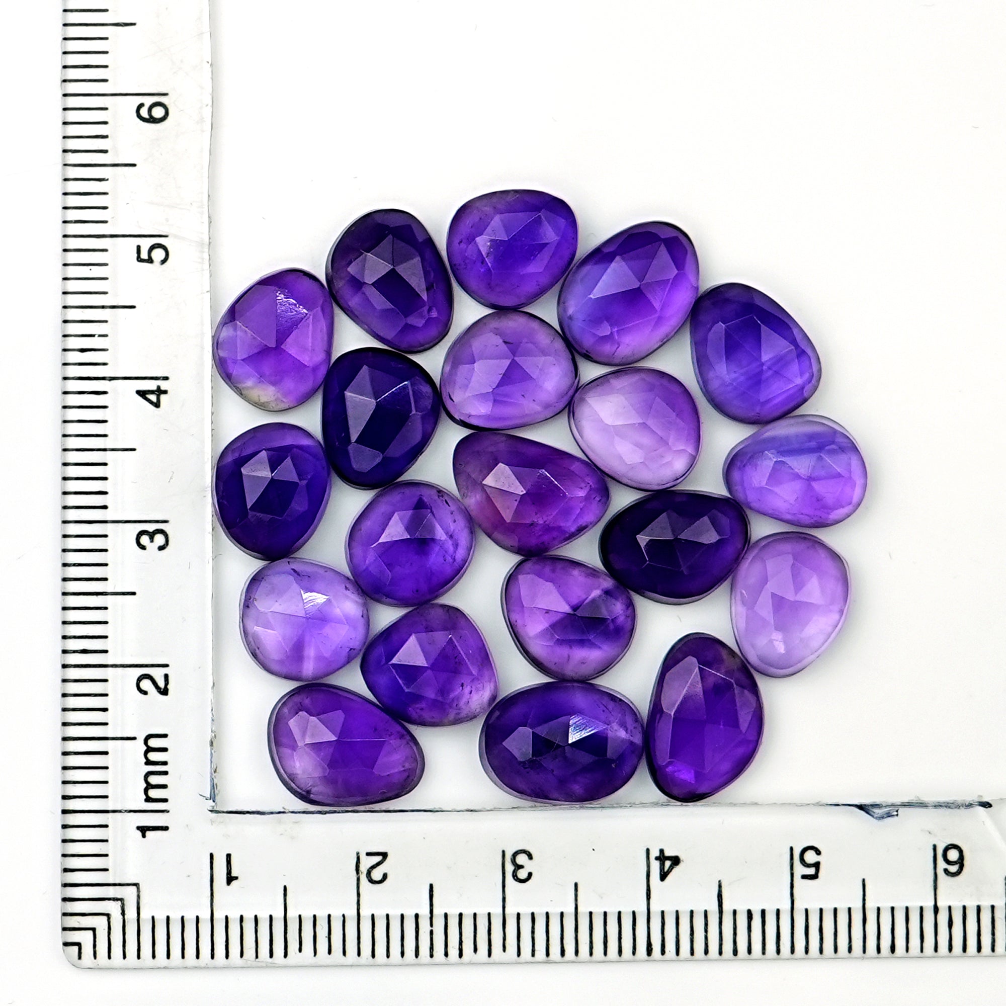 Amethyst Rose Cut Cabochon | Freeform Natural Purple Gemstone for Jewelry Making - 20 Pieces