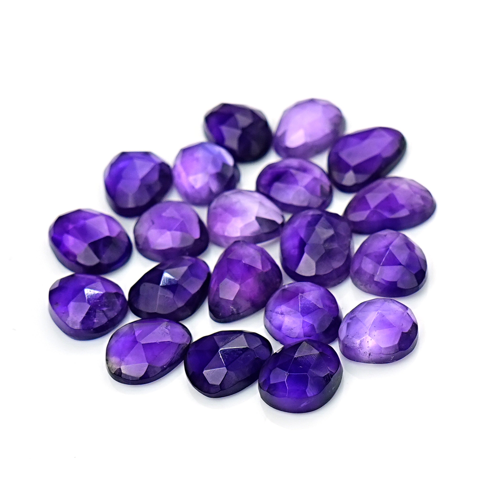 Amethyst Rose Cut Cabochon | Freeform Natural Purple Gemstone for Jewelry Making - 20 Pieces