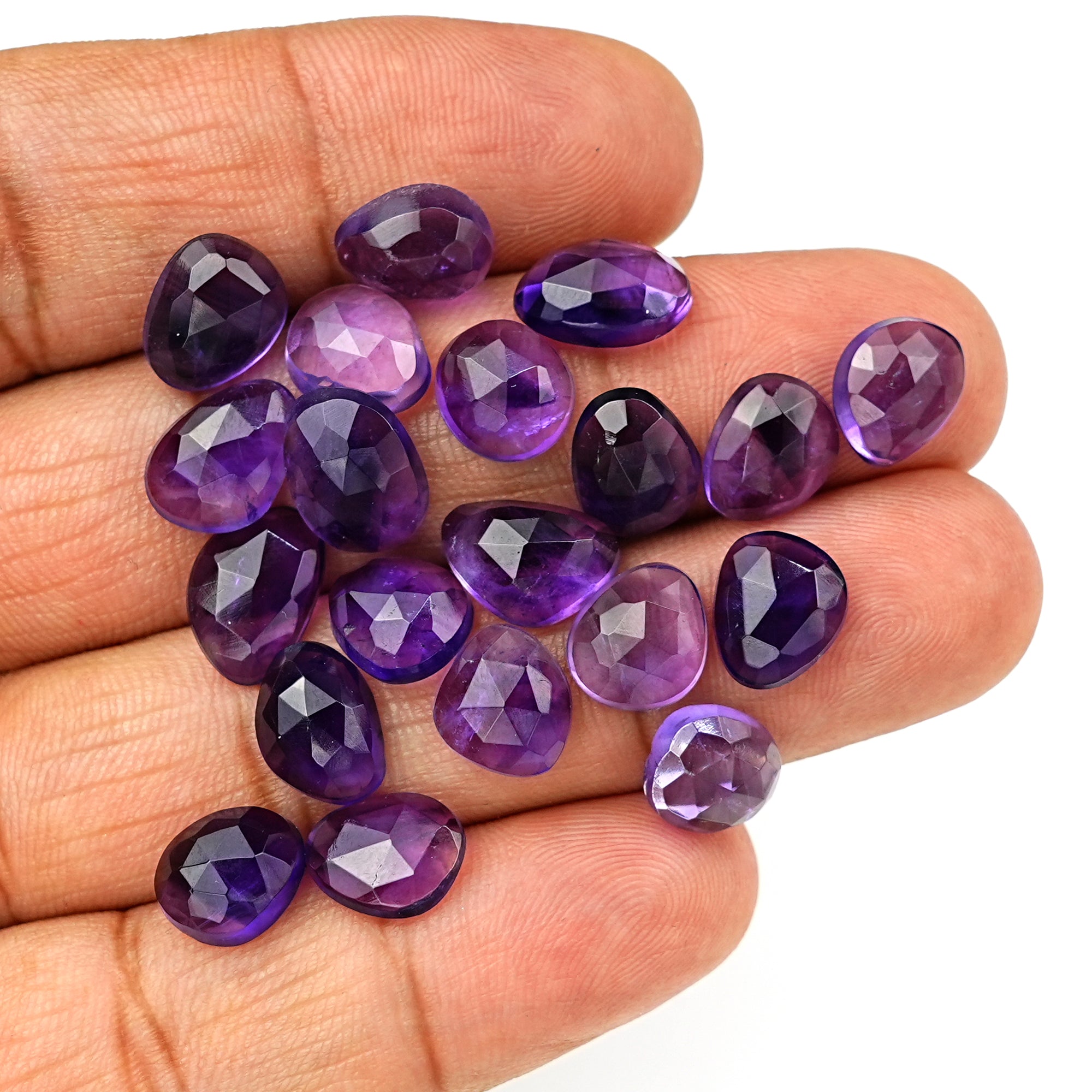 Amethyst Rose Cut Cabochon | Freeform Natural Purple Gemstone for Jewelry Making - 20 Pieces