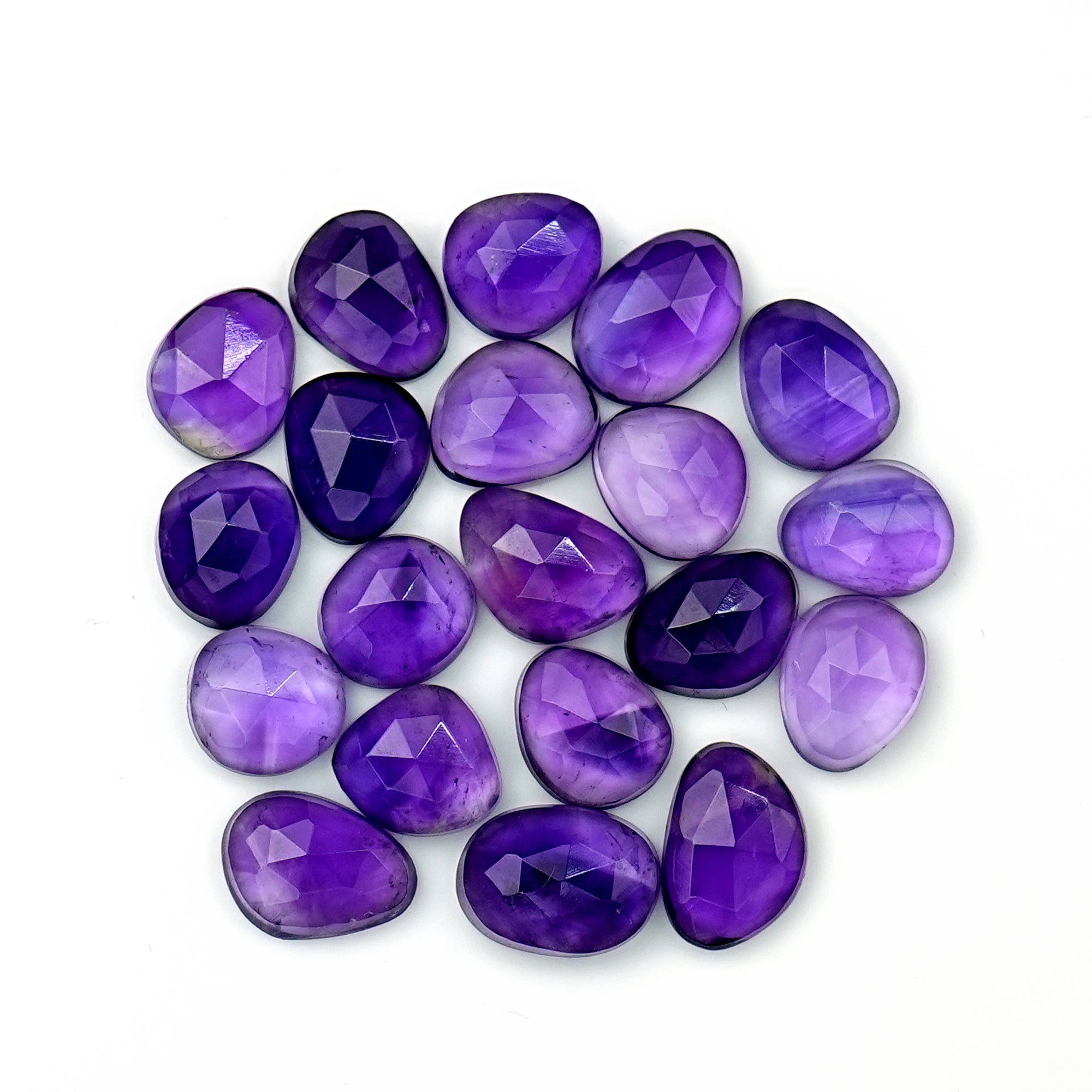 Amethyst Rose Cut Cabochon | Freeform Natural Purple Gemstone for Jewelry Making - 20 Pieces