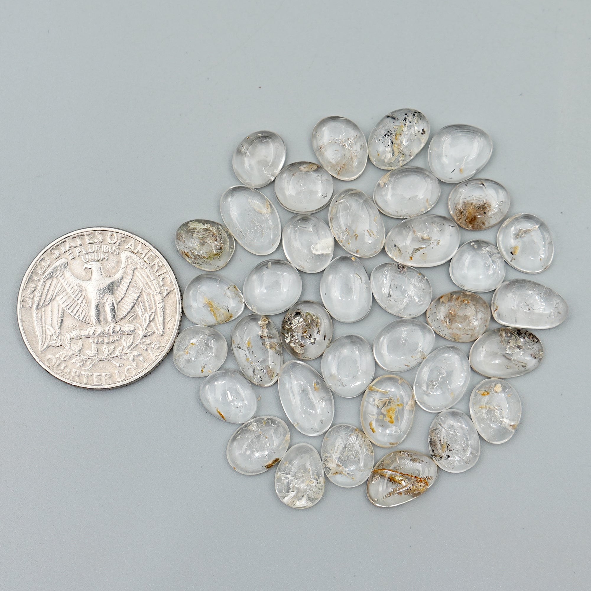 Herkimer Diamond Cabochons | Freeform Natural Double Terminated Quartz - 36 Pieces