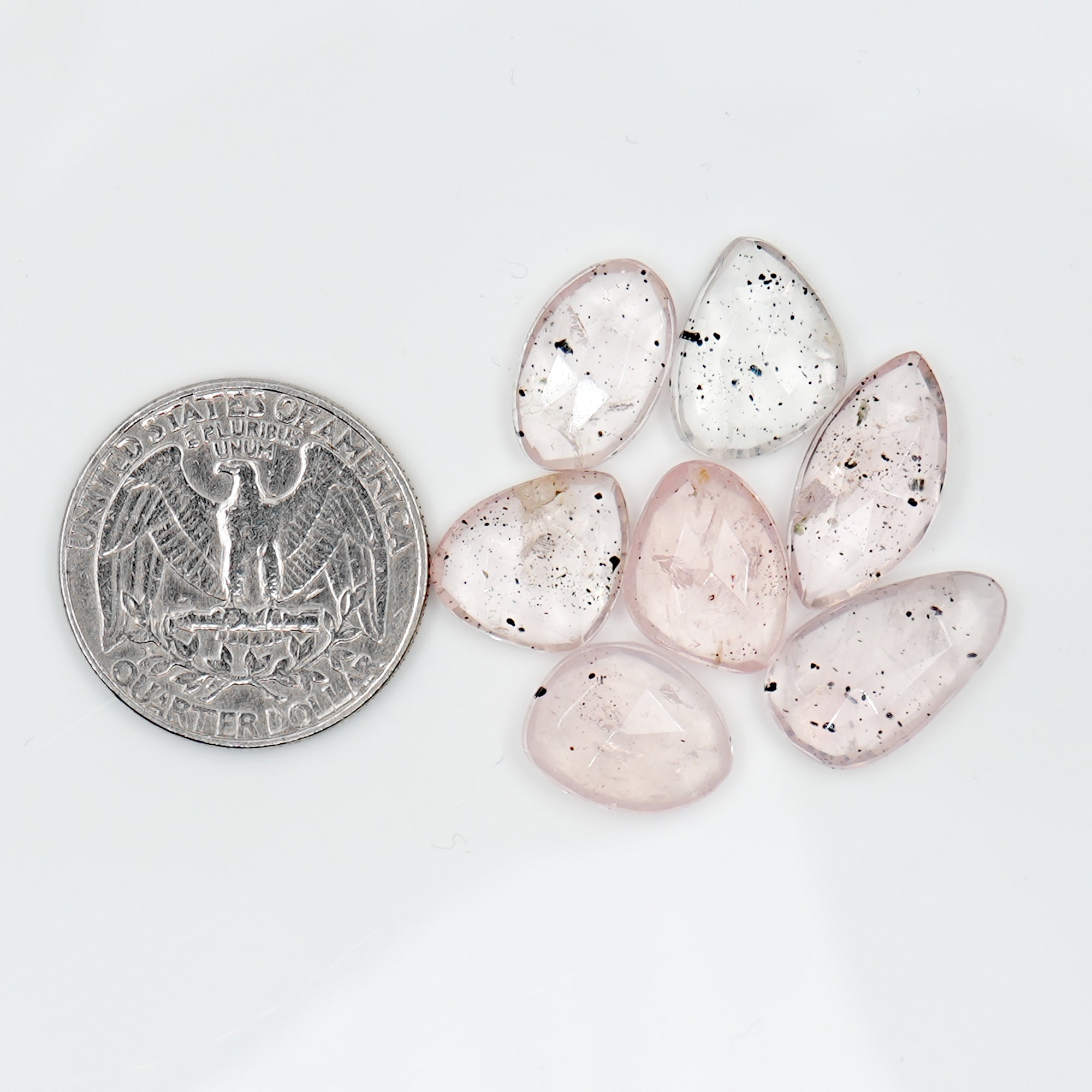 Pink Dot Rutile Rosecut Cabochons | Rare Mix Gems with Natural Inclusions - 7 pieces
