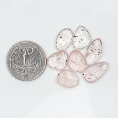 Pink Dot Rutile Rosecut Cabochons | Rare Mix Gems with Natural Inclusions - 7 pieces