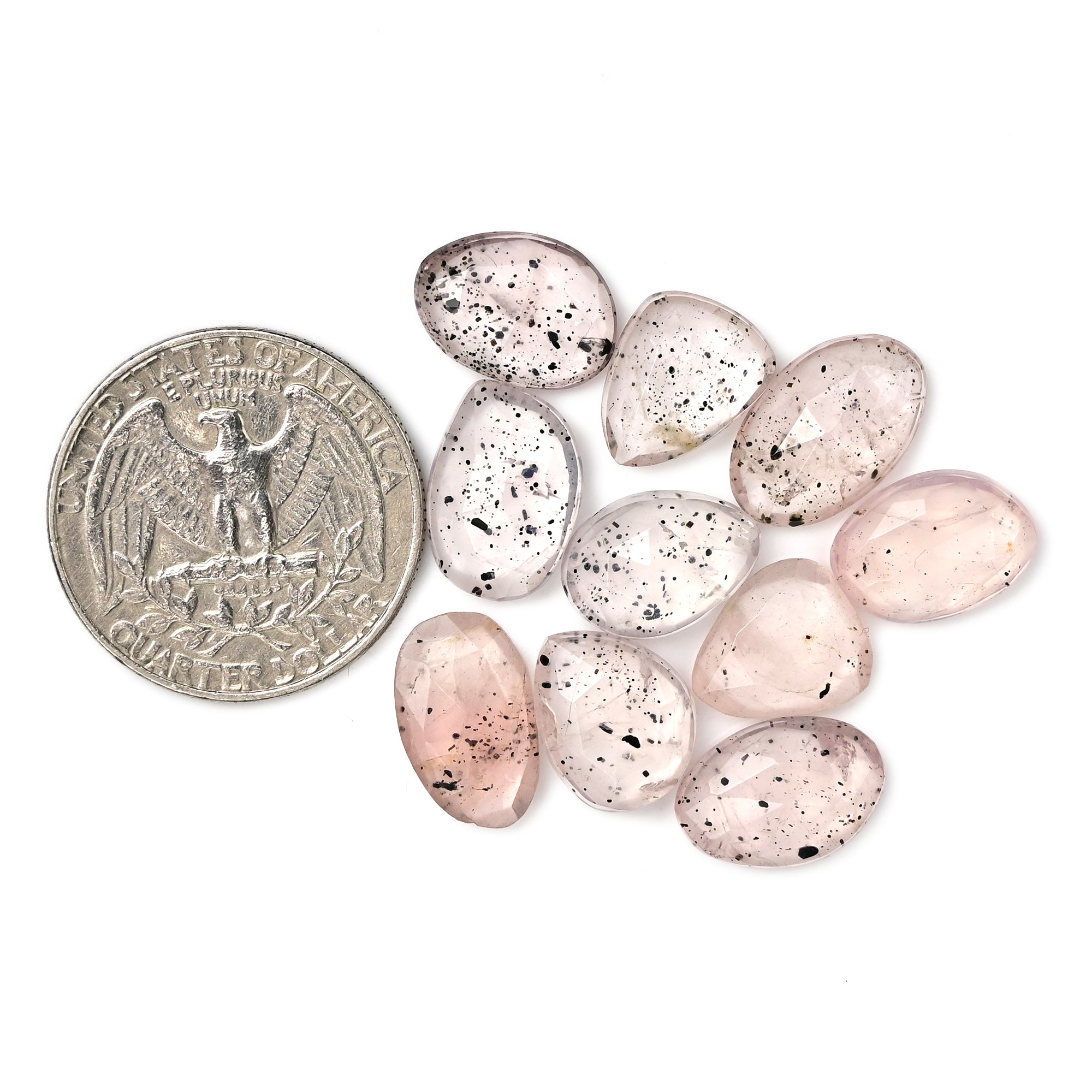 Pink Dot Rutile Rosecut Cabochons | Rare Mix Gems with Natural Inclusions - 10 pieces