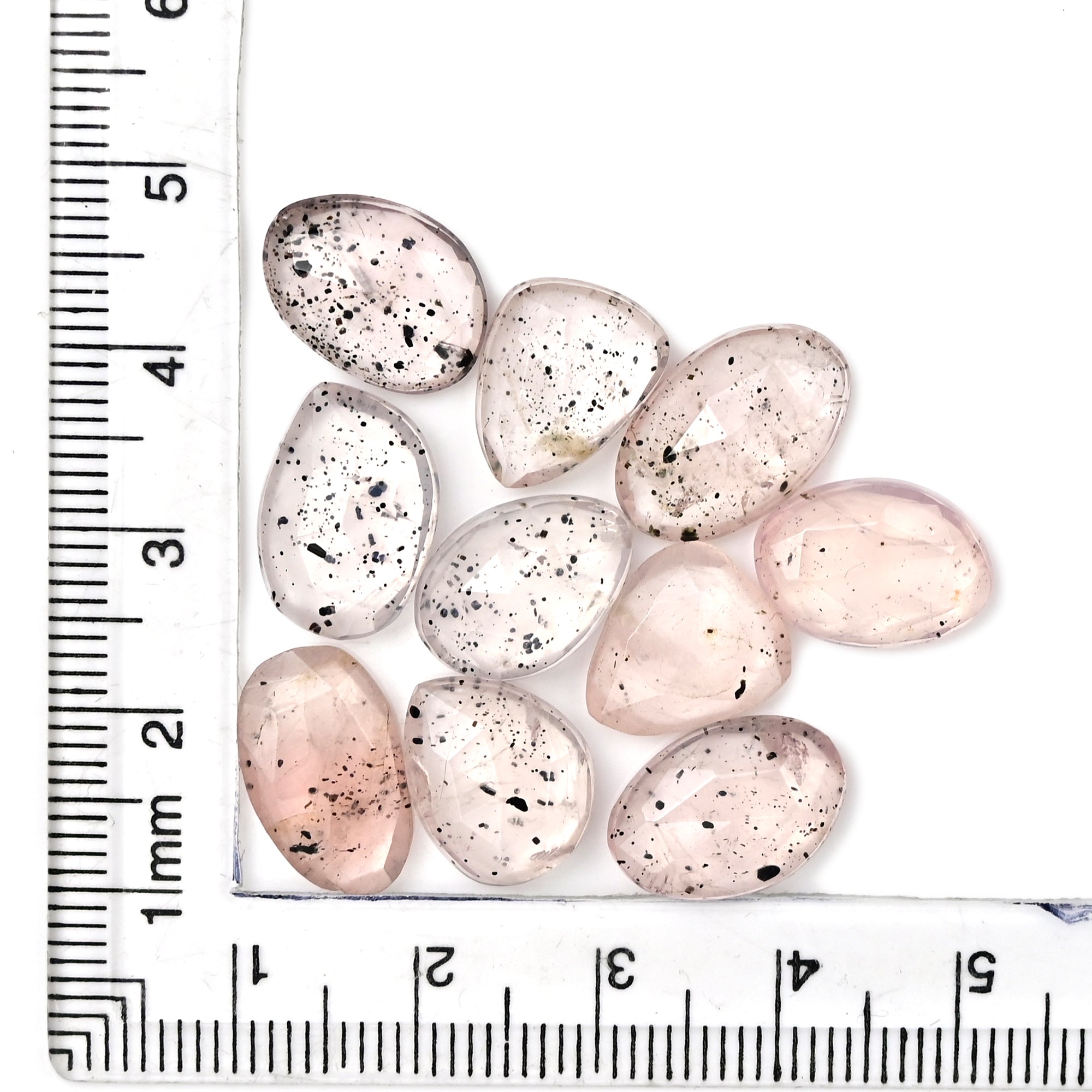 Pink Dot Rutile Rosecut Cabochons | Rare Mix Gems with Natural Inclusions - 10 pieces