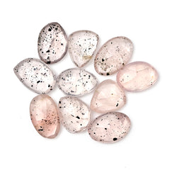 Pink Dot Rutile Rosecut Cabochons | Rare Mix Gems with Natural Inclusions - 10 pieces