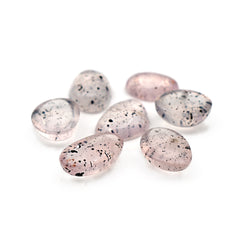 Pink Dot Rutile Smooth Cabochons | Rare Freeform Gems with Natural Inclusions - 7 pieces
