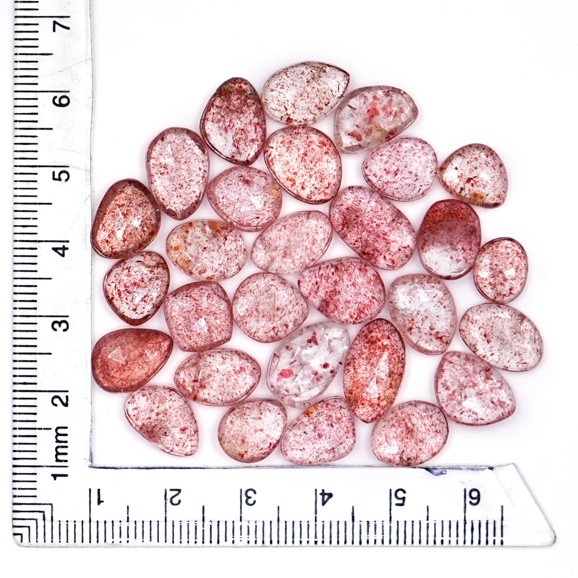 Strawberry Quartz Rosecut | Freeform Pink Gemstones for Handmade Jewelry - 29 Pieces