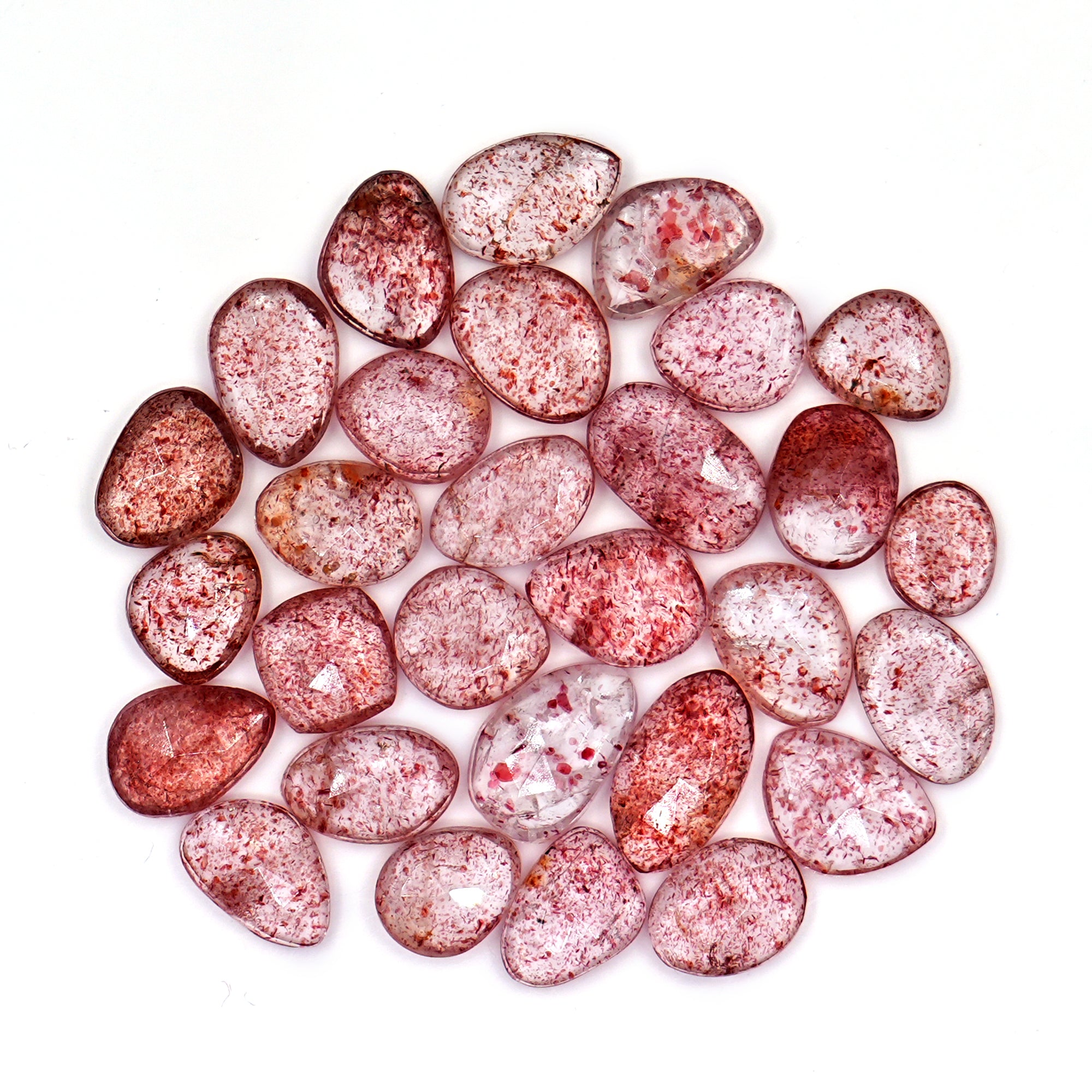 Strawberry Quartz Rosecut | Freeform Pink Gemstones for Handmade Jewelry - 29 Pieces