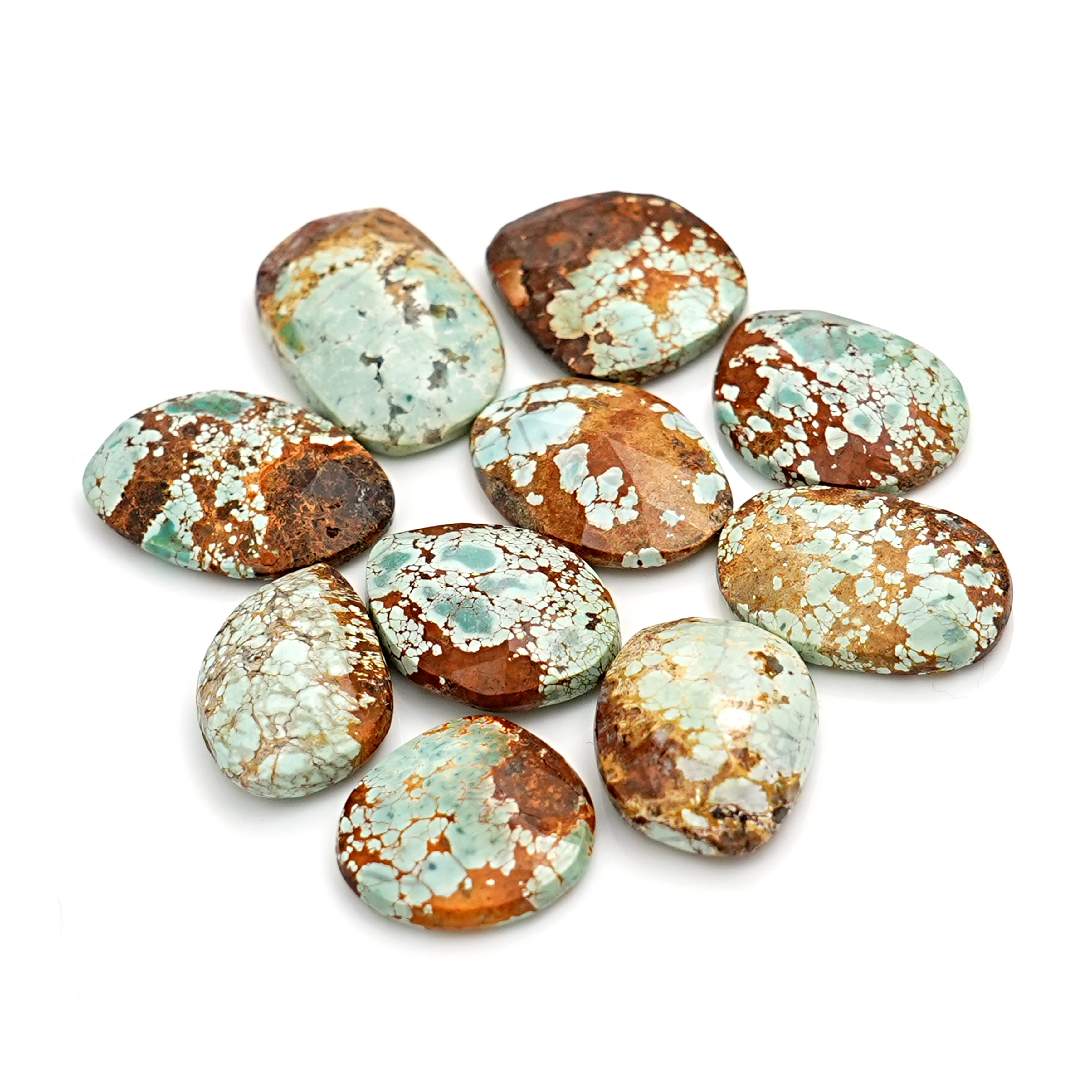 Nevada Turquoise Rose Cut Cabochons | Rustic Gemstones for Jewelry - 10 Pieces