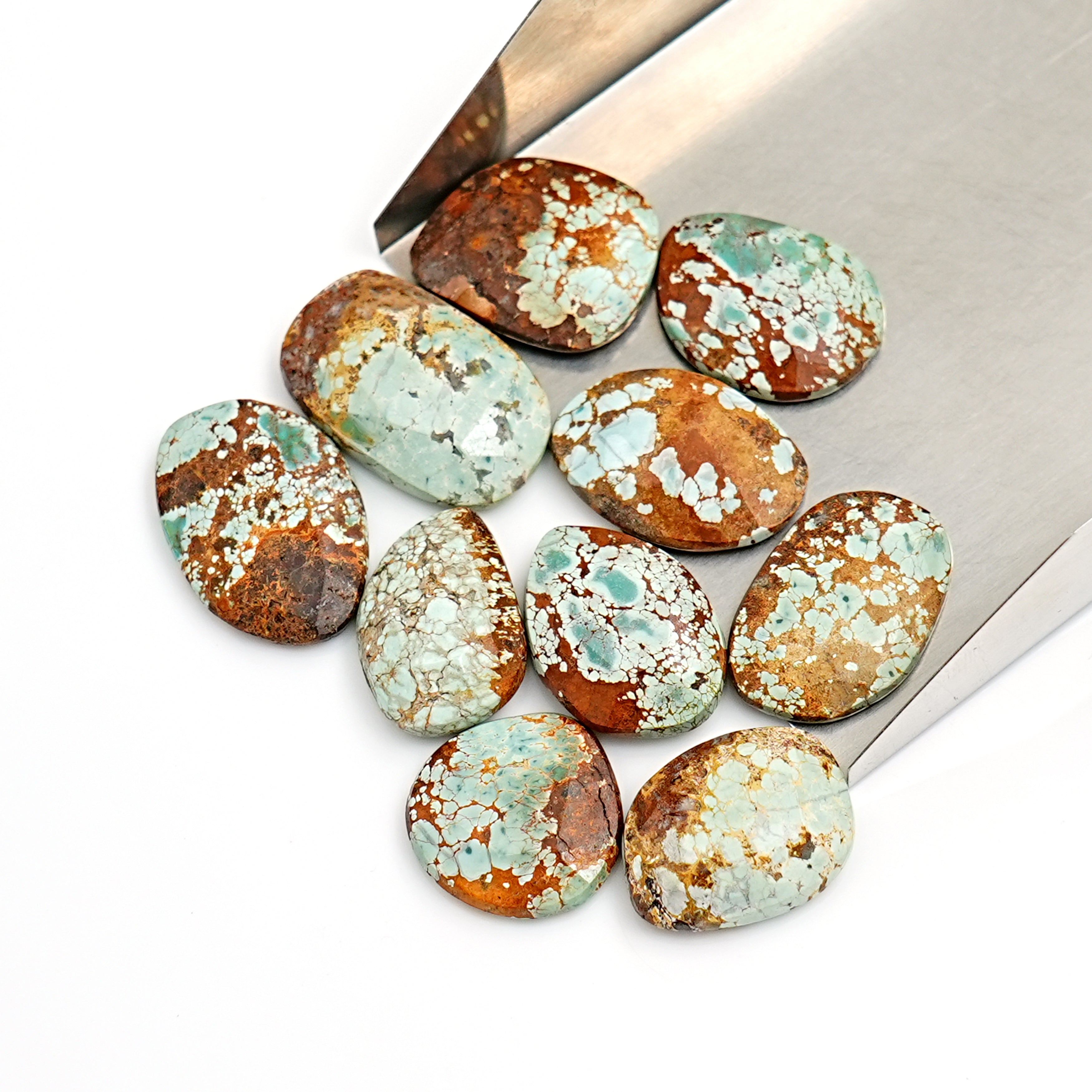 Nevada Turquoise Rose Cut Cabochons | Rustic Gemstones for Jewelry - 10 Pieces