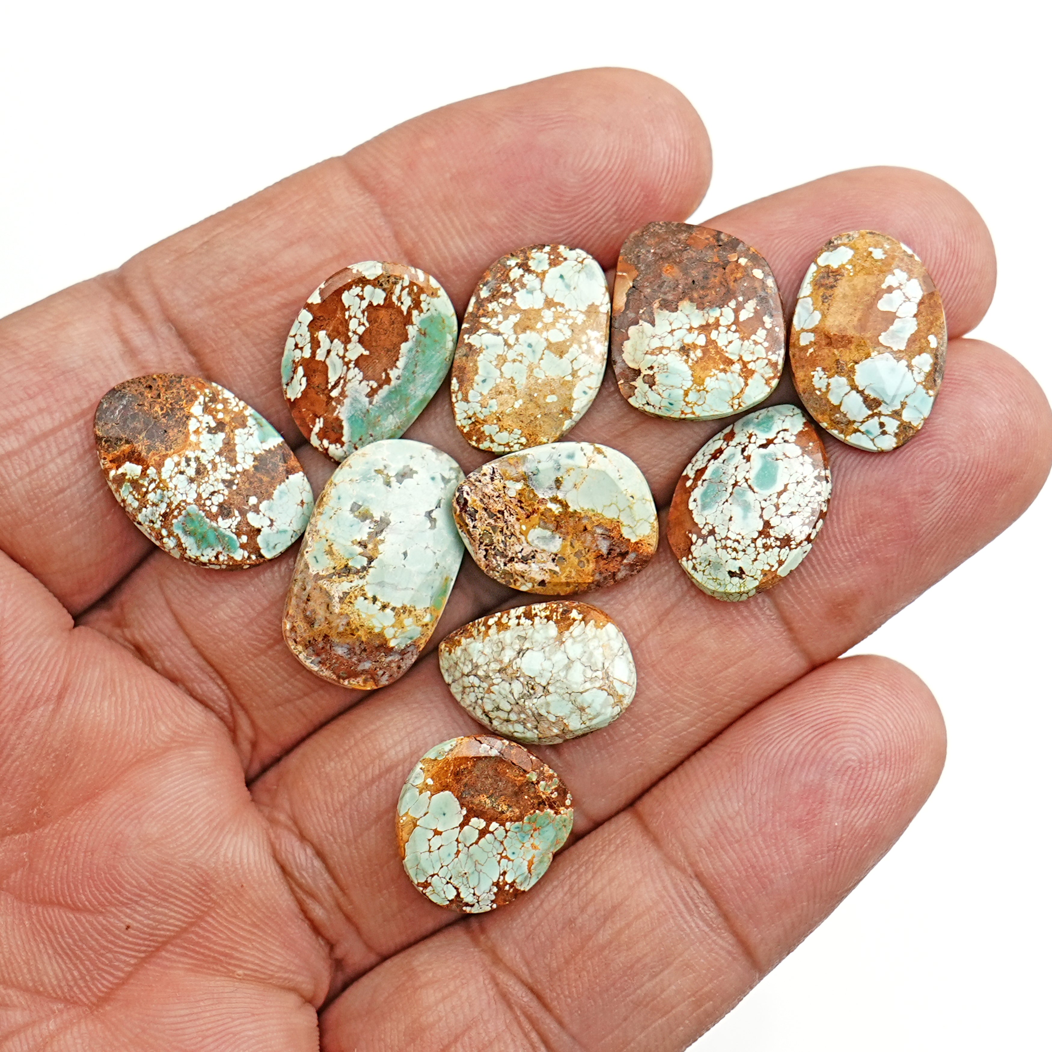 Nevada Turquoise Rose Cut Cabochons | Rustic Gemstones for Jewelry - 10 Pieces