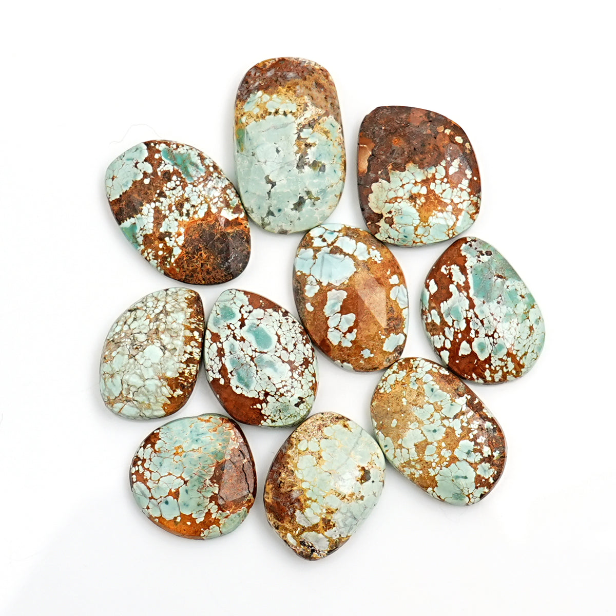 Nevada Turquoise Rose Cut Cabochons | Rustic Gemstones for Jewelry - 10 Pieces