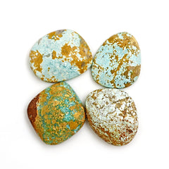Nevada Turquoise Rosecut Cabochons | Bold Matrix Gemstones for Jewelry Making - 4 Pieces