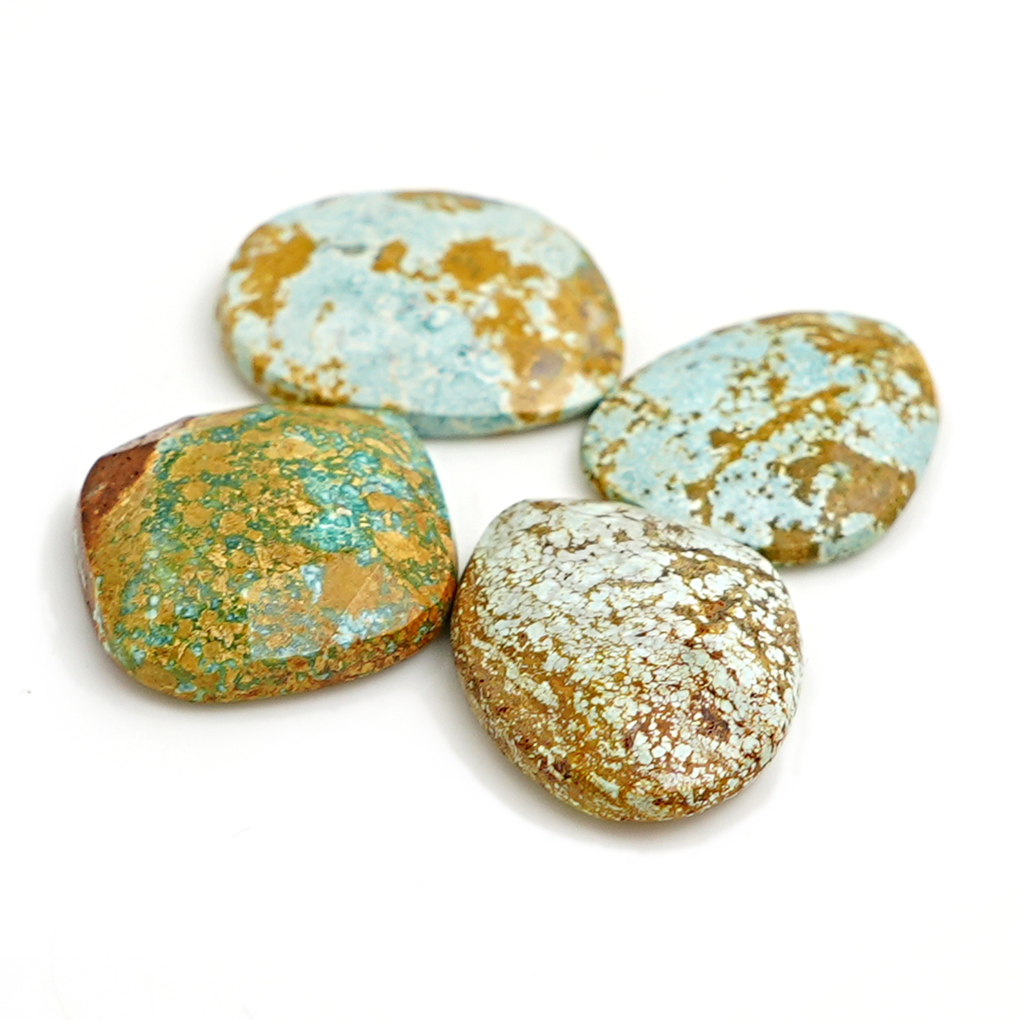 Nevada Turquoise Rosecut Cabochons | Bold Matrix Gemstones for Jewelry Making - 4 Pieces