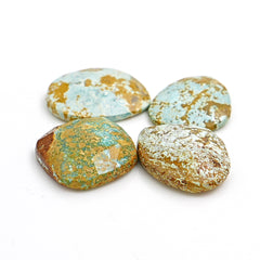 Nevada Turquoise Rosecut Cabochons | Bold Matrix Gemstones for Jewelry Making - 4 Pieces