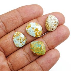 Nevada Turquoise Rosecut Cabochons | Bold Matrix Gemstones for Jewelry Making - 4 Pieces