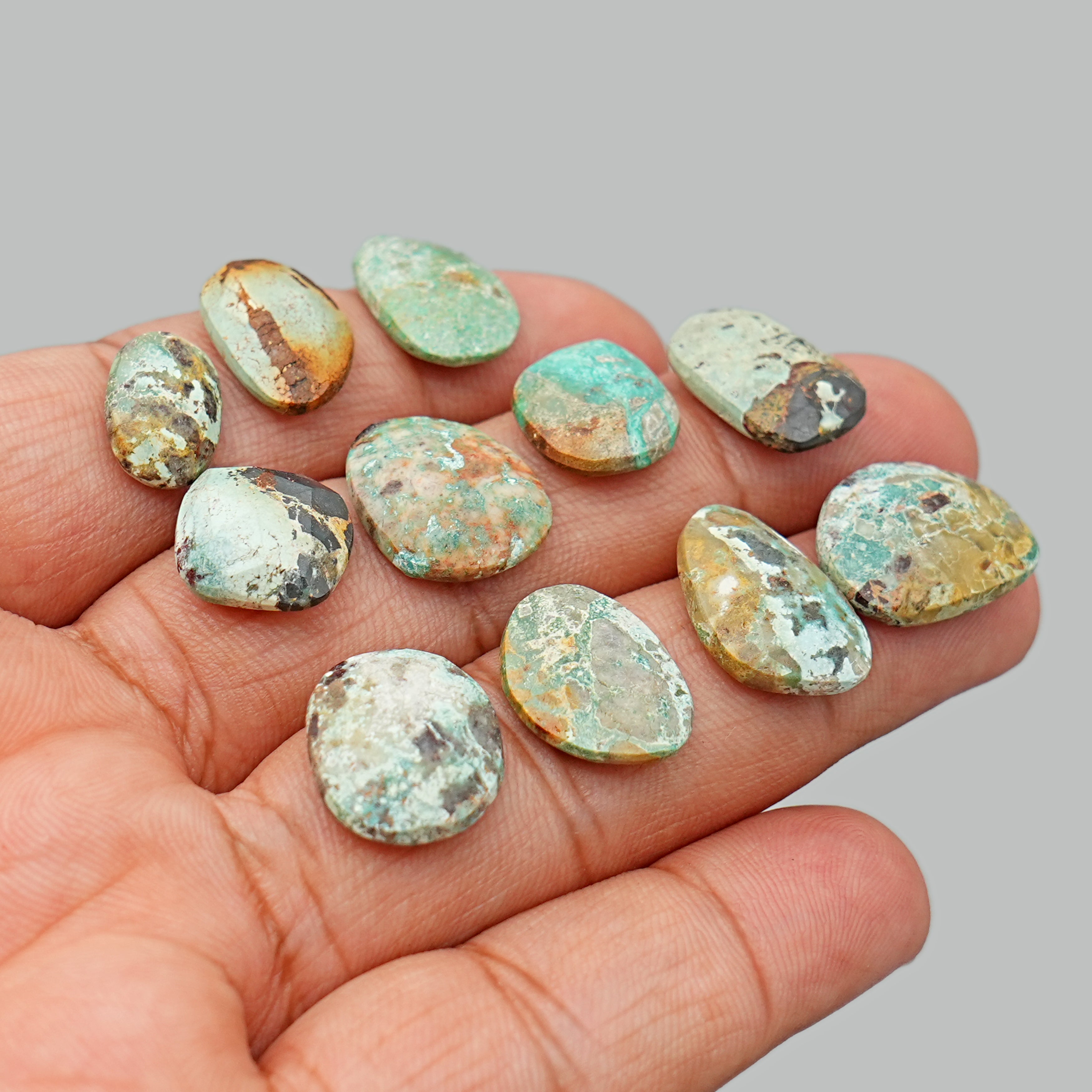 Natural Nevada Turquoise Rosecut Cabochons | Gemstones for Artisan Jewelry - 11 Pieces