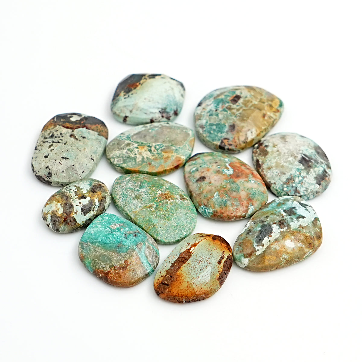 Natural Nevada Turquoise Rosecut Cabochons | Gemstones for Artisan Jewelry - 11 Pieces