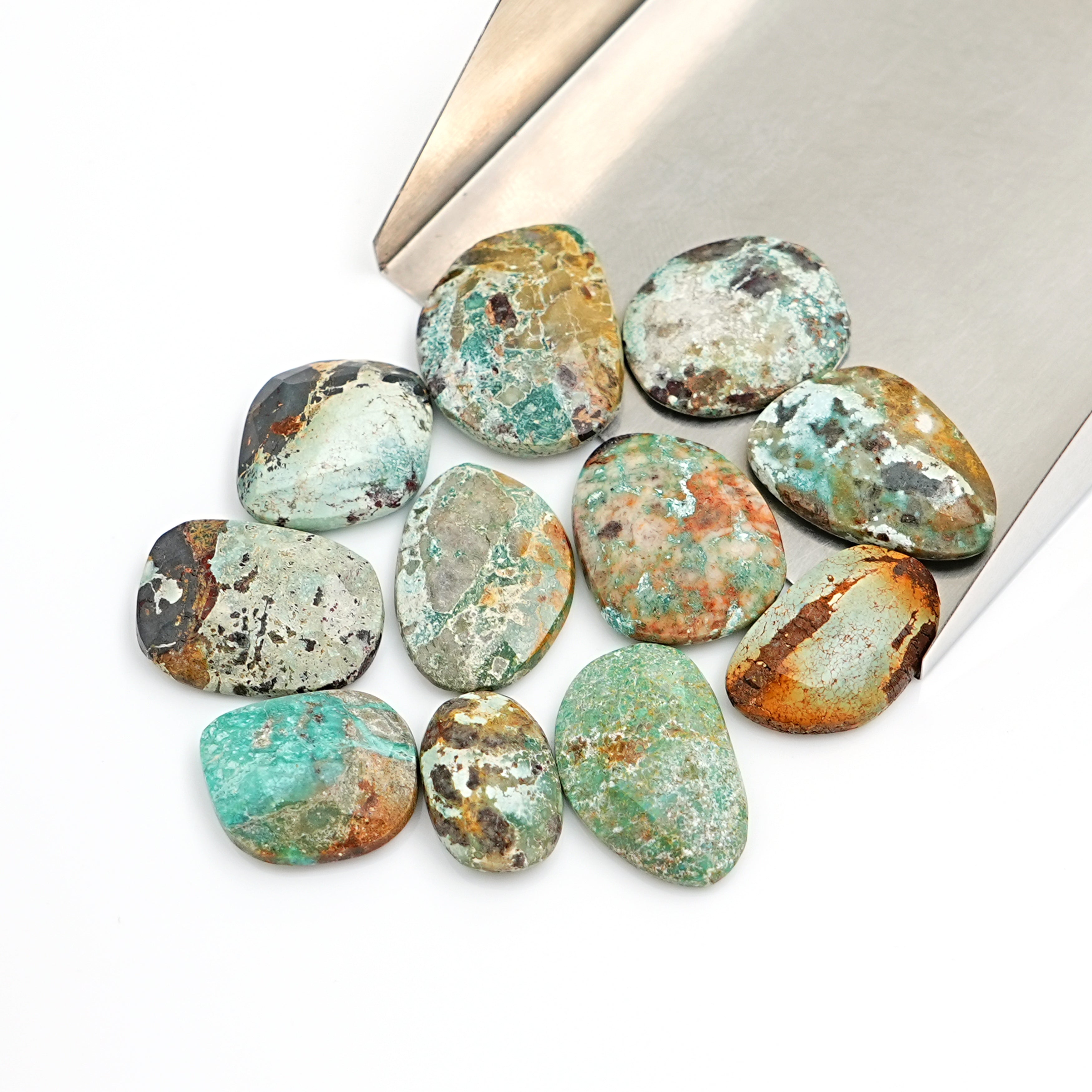 Natural Nevada Turquoise Rosecut Cabochons | Gemstones for Artisan Jewelry - 11 Pieces