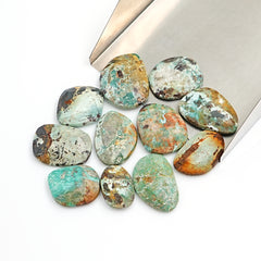 Natural Nevada Turquoise Rosecut Cabochons | Gemstones for Artisan Jewelry - 11 Pieces