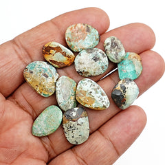 Natural Nevada Turquoise Rosecut Cabochons | Gemstones for Artisan Jewelry - 11 Pieces