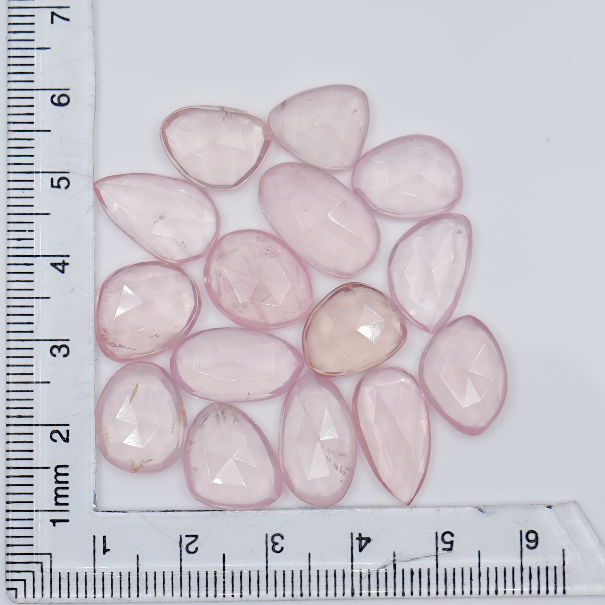 Freeform Rose Quartz Cabochons | Rose Cut Pink Gemstones for Jewelry - 15 Pieces