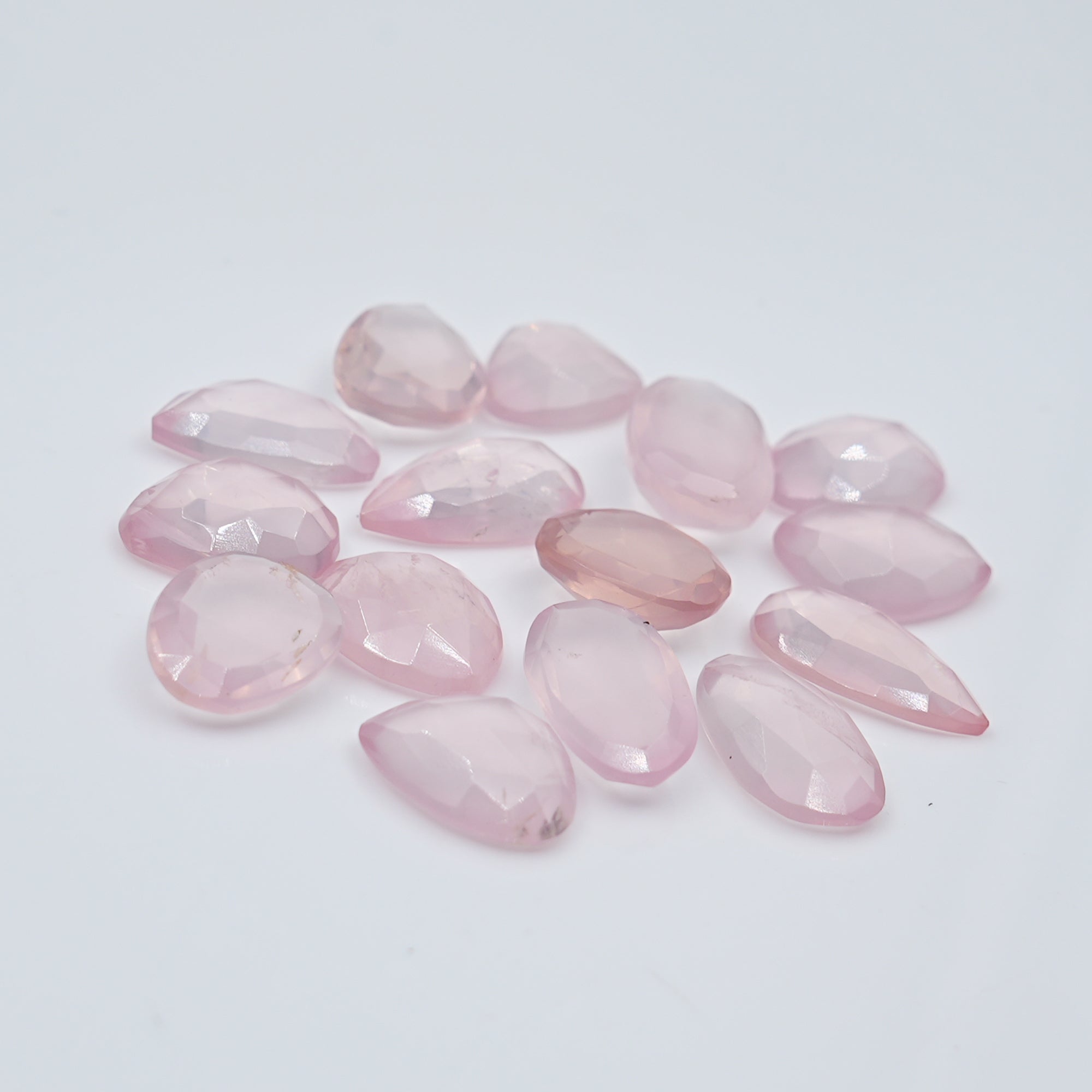 Freeform Rose Quartz Cabochons | Rose Cut Pink Gemstones for Jewelry - 15 Pieces