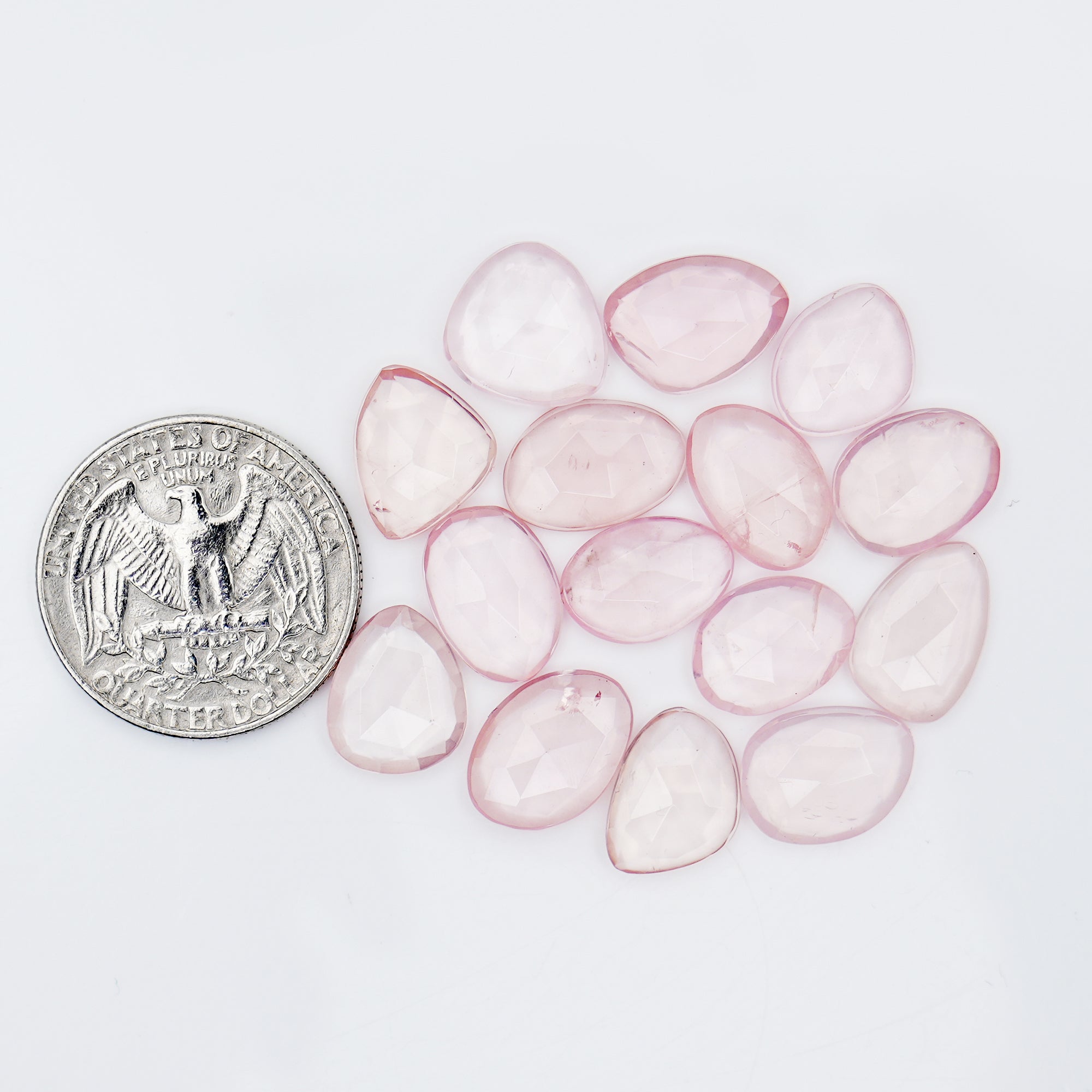 Rose Quartz Freeform Gemstones | Natural Rose Cut Cabochons for Jewelry - 15 pieces