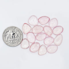 Rose Quartz Freeform Gemstones | Natural Rose Cut Cabochons for Jewelry - 15 pieces