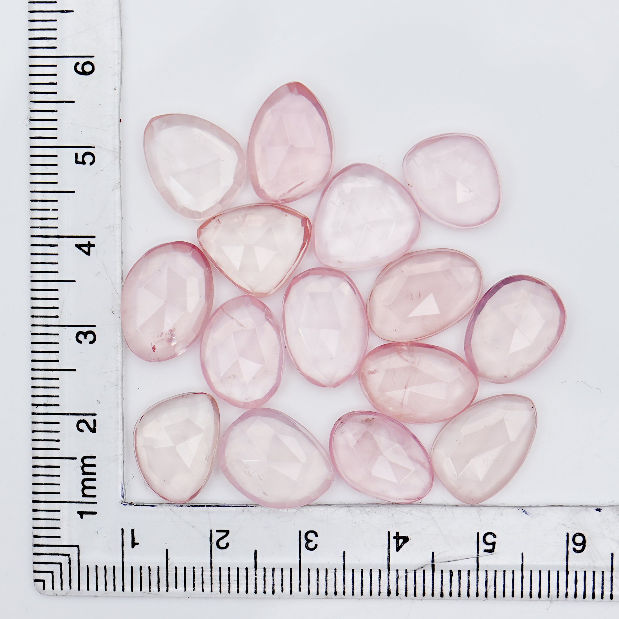 Rose Quartz Freeform Gemstones | Natural Rose Cut Cabochons for Jewelry - 15 pieces