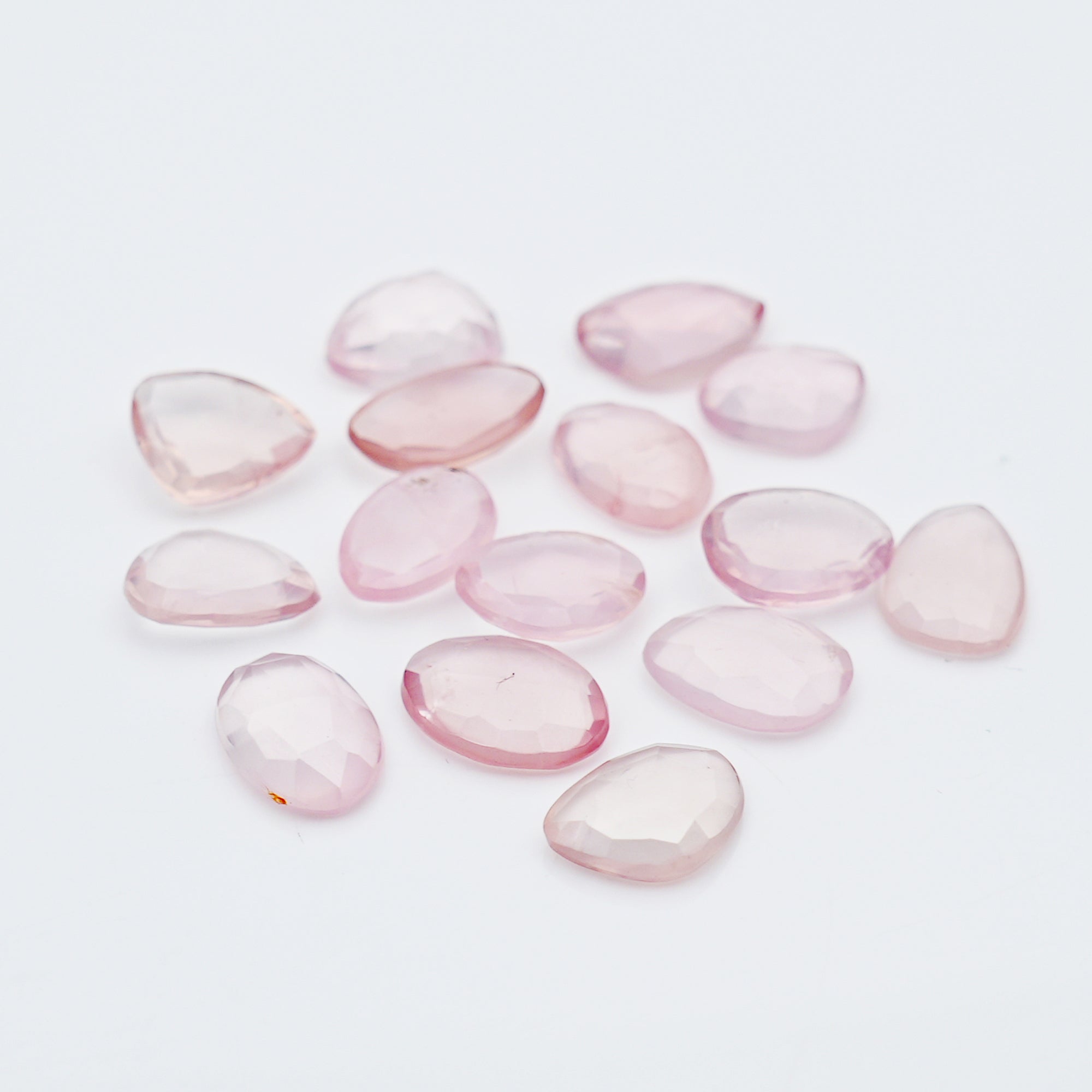 Rose Quartz Freeform Gemstones | Natural Rose Cut Cabochons for Jewelry - 15 pieces