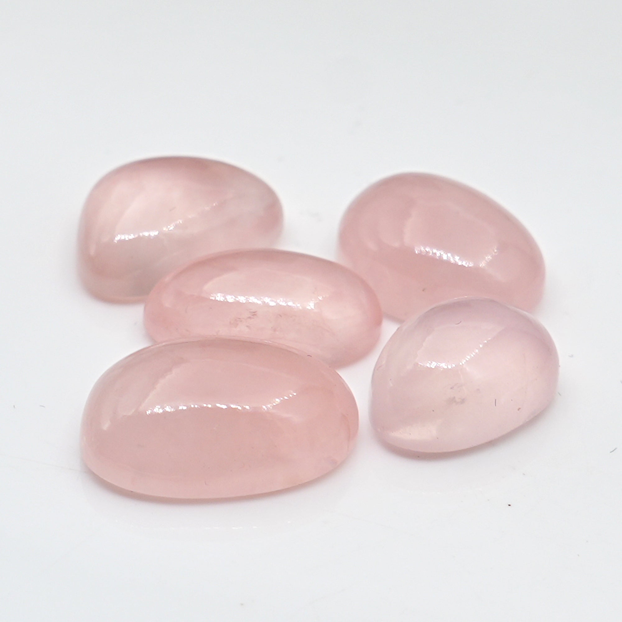 Rose Quartz Cabochons | Mixed Shape Polished Gemstones for Jewelry Making - 5 Pieces