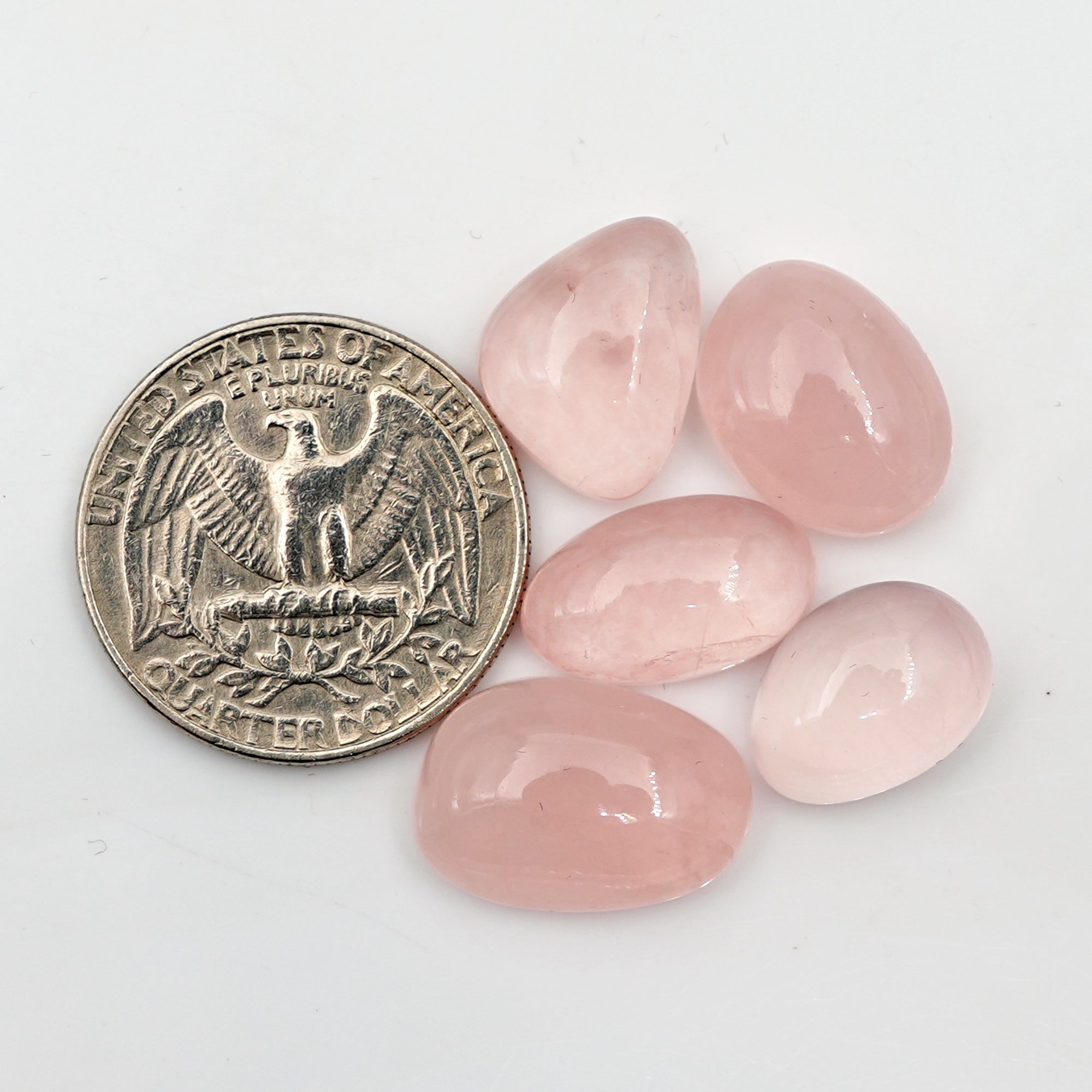Rose Quartz Cabochons | Mixed Shape Polished Gemstones for Jewelry Making - 5 Pieces