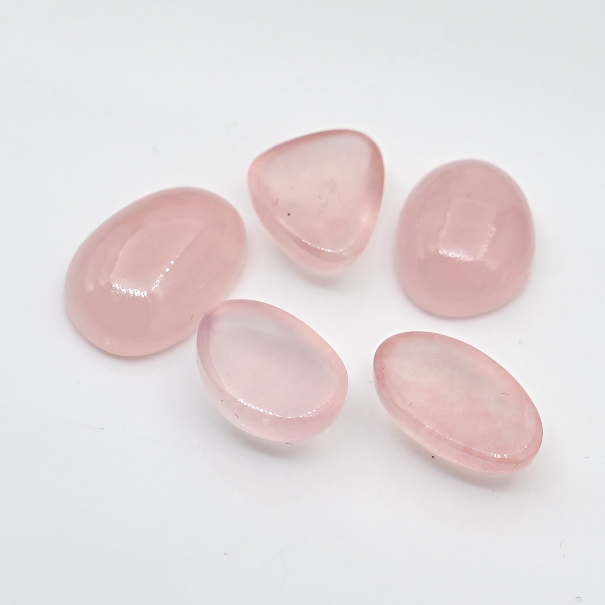 Rose Quartz Cabochons | Mixed Shape Polished Gemstones for Jewelry Making - 5 Pieces