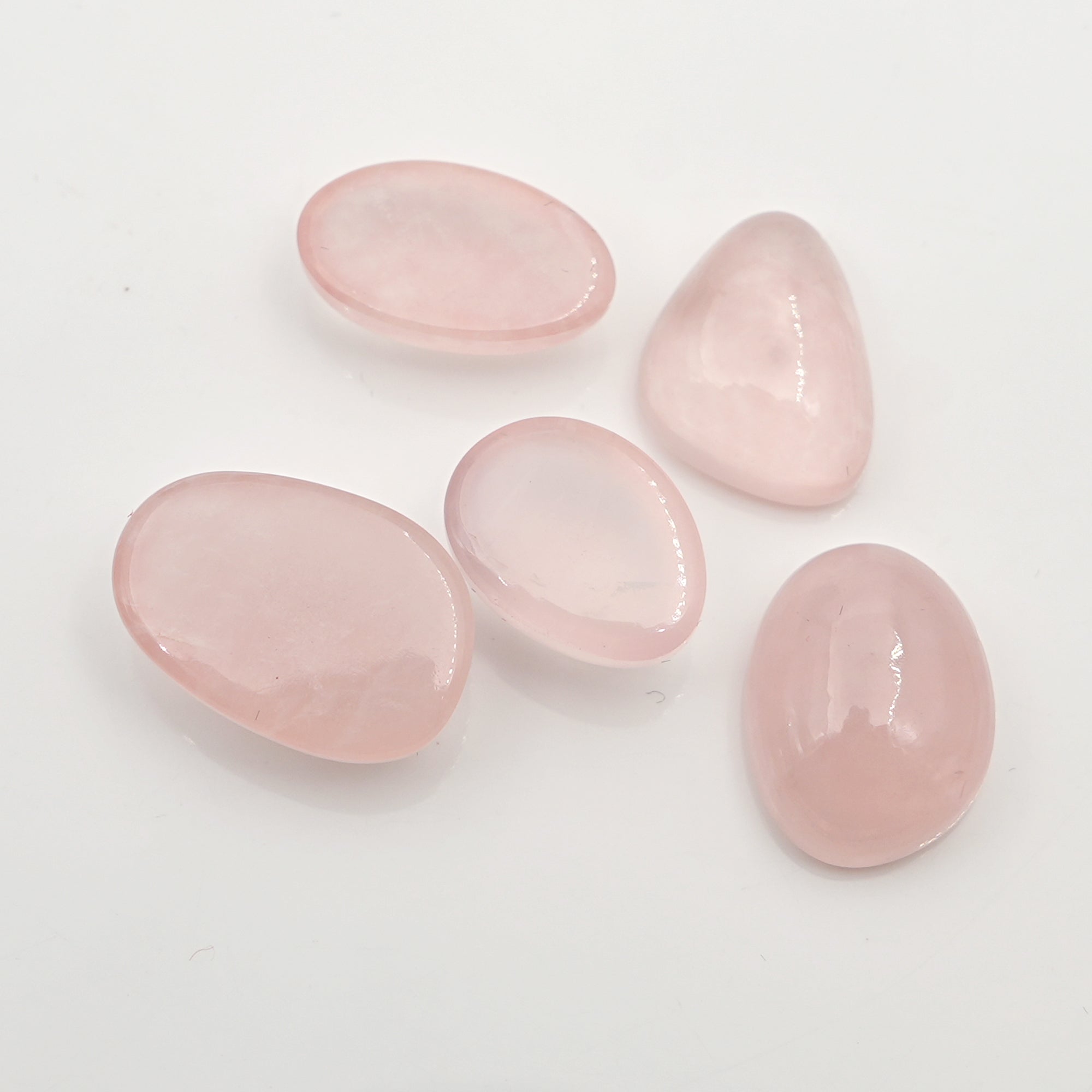 Rose Quartz Cabochons | Mixed Shape Polished Gemstones for Jewelry Making - 5 Pieces