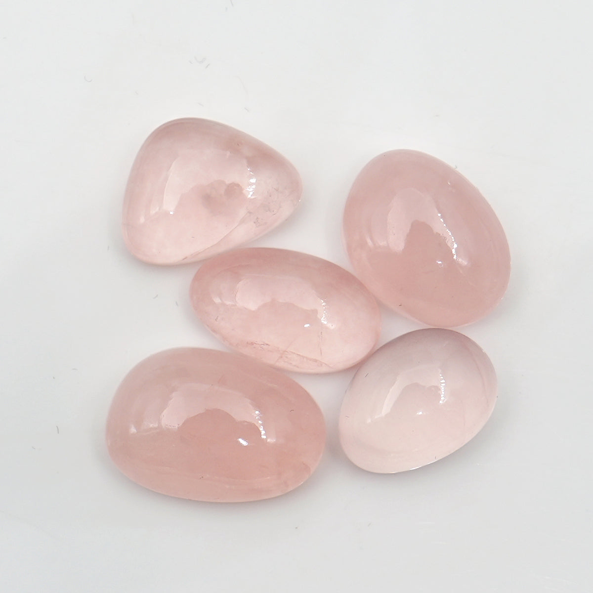 Rose Quartz Cabochons | Mixed Shape Polished Gemstones for Jewelry Making - 5 Pieces