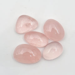 Rose Quartz Cabochons | Mixed Shape Polished Gemstones for Jewelry Making - 5 Pieces