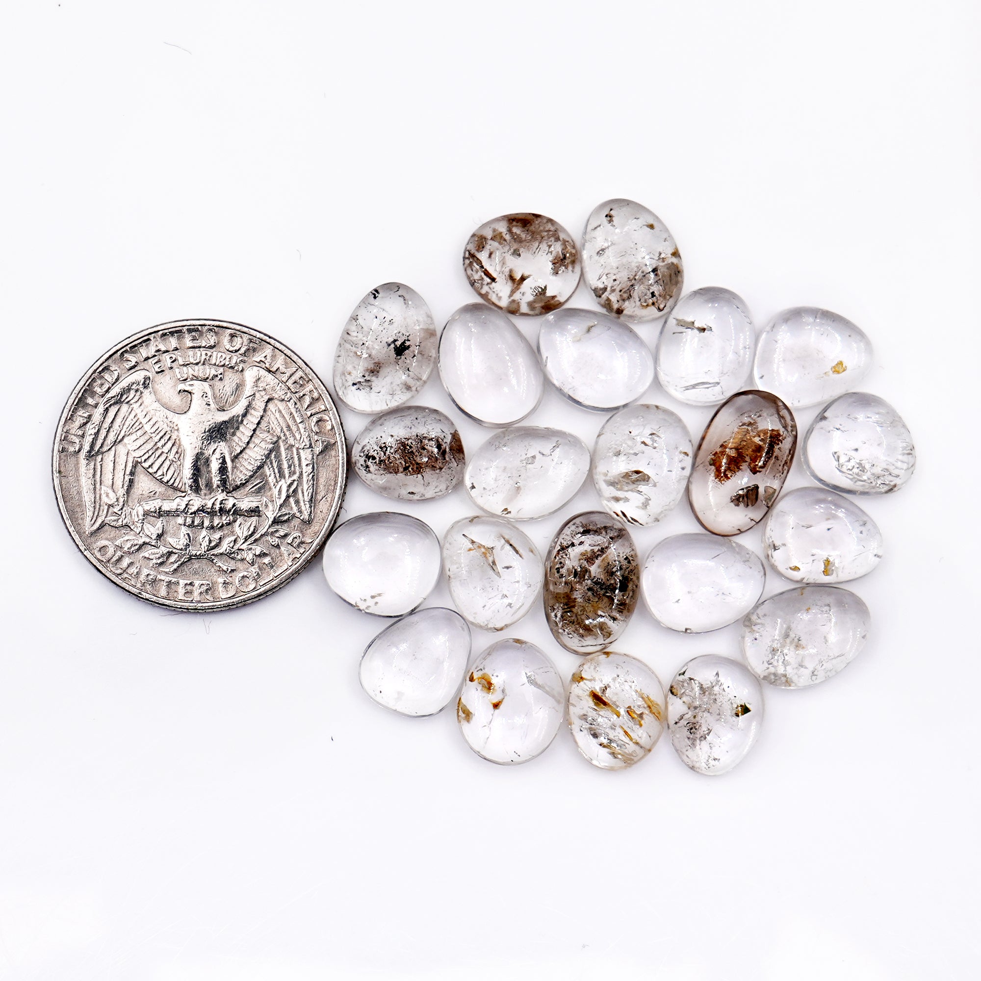 Herkimer Diamond Freeform Cabochons | Natural Clarity & Crystal Fire For Jewelry Making - 22 Pieces