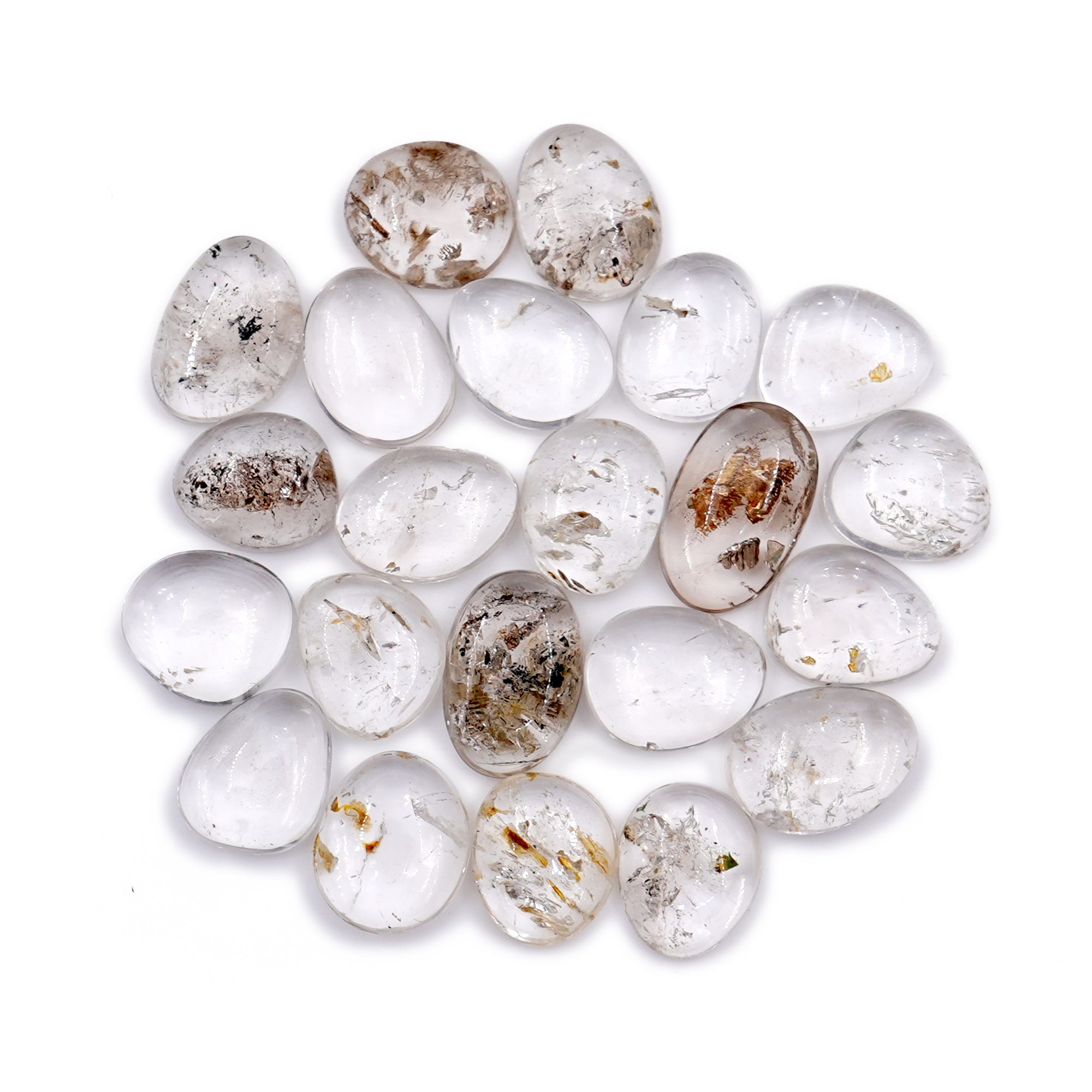 Herkimer Diamond Freeform Cabochons | Natural Clarity & Crystal Fire For Jewelry Making - 22 Pieces