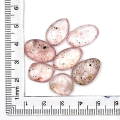 Pink Dot Rutile Rosecut Gemstones | Rare Mix Cabochons with Natural Inclusions - 7 pieces