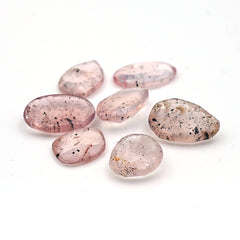 Pink Dot Rutile Rosecut Gemstones | Rare Mix Cabochons with Natural Inclusions - 7 pieces